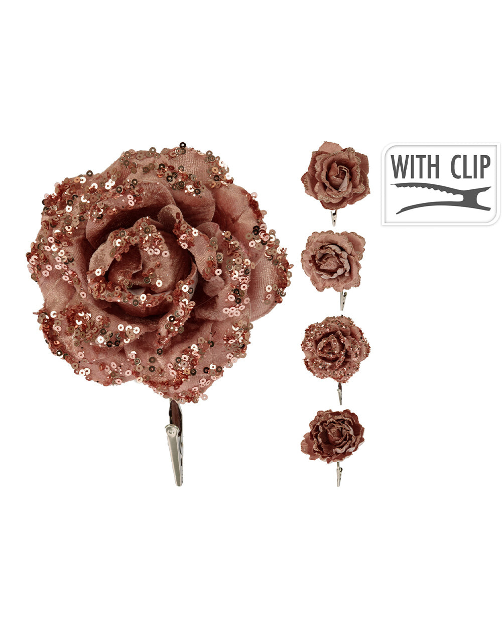 Homesmiths Christmas Flower Glitter On Clip Pink Assorted 1 Piece