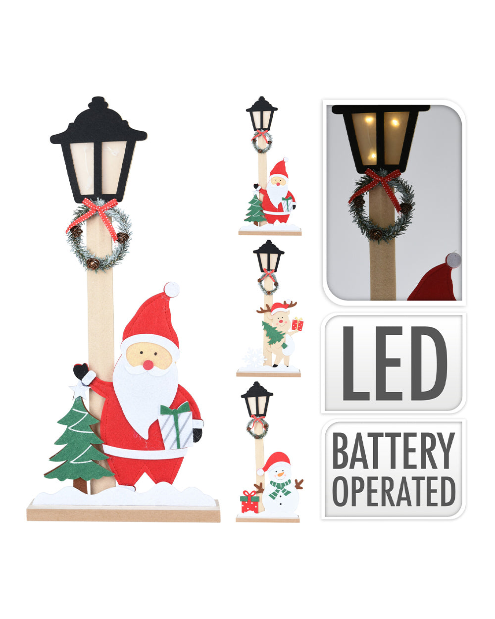 Homesmiths Christmas Figure Standing Felt With Led Assorted 1 Piece