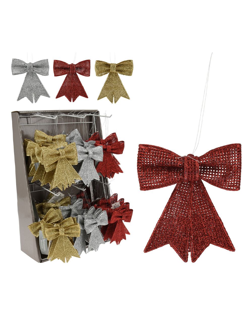 Homesmiths Christmas Hang Deco Bow Glitter Assorted 1 Piece