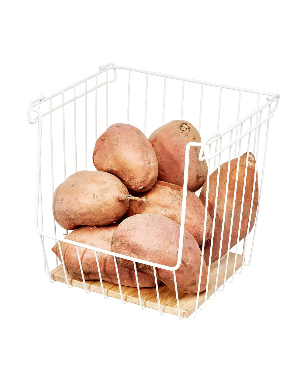 iDesign Wire & Paulownia Wood Open Front Bin 12 x 12 x 12 inch
