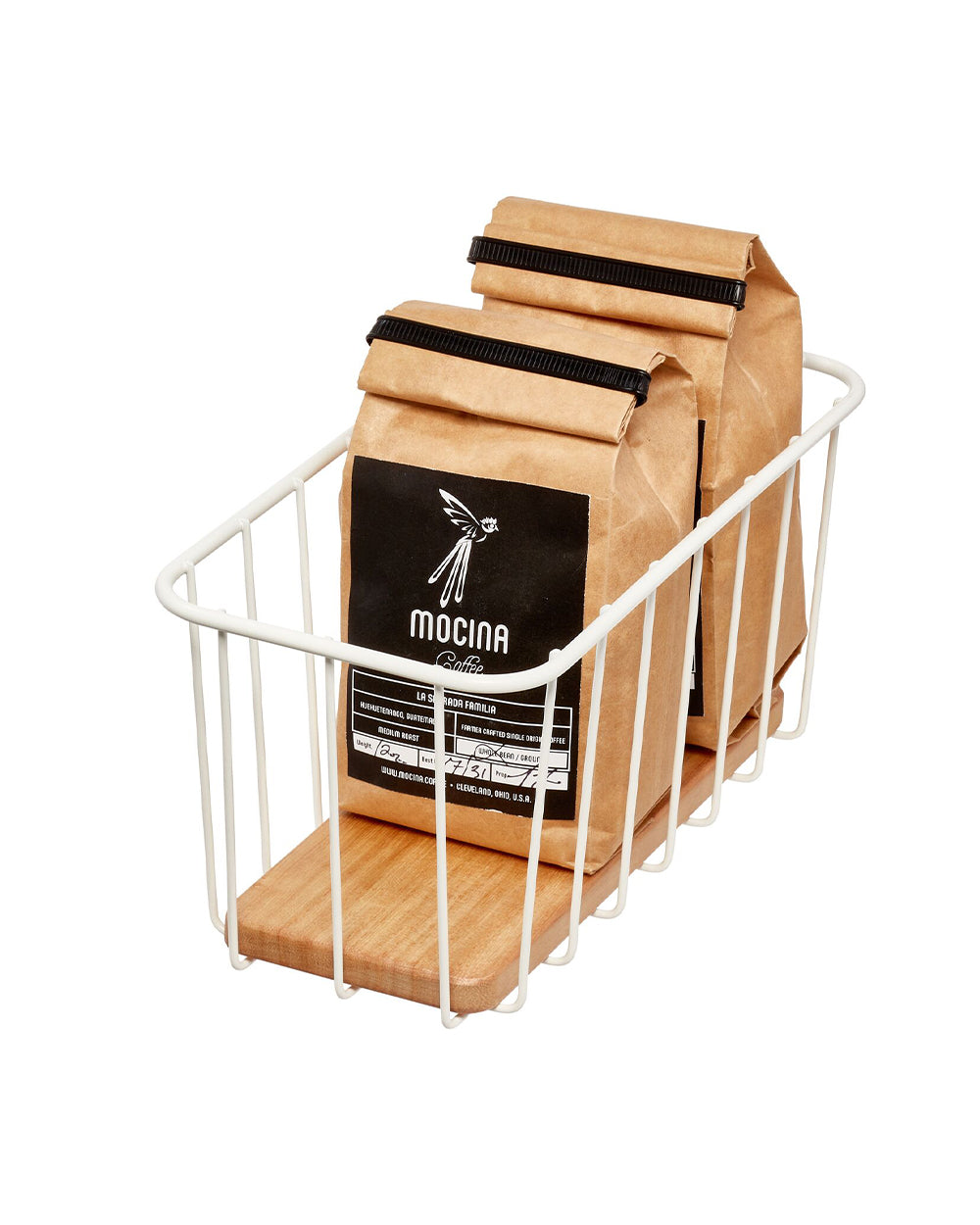 iDesign Wire and Paulownia Wood Pantry Bin 10 x 5 x 5 inch