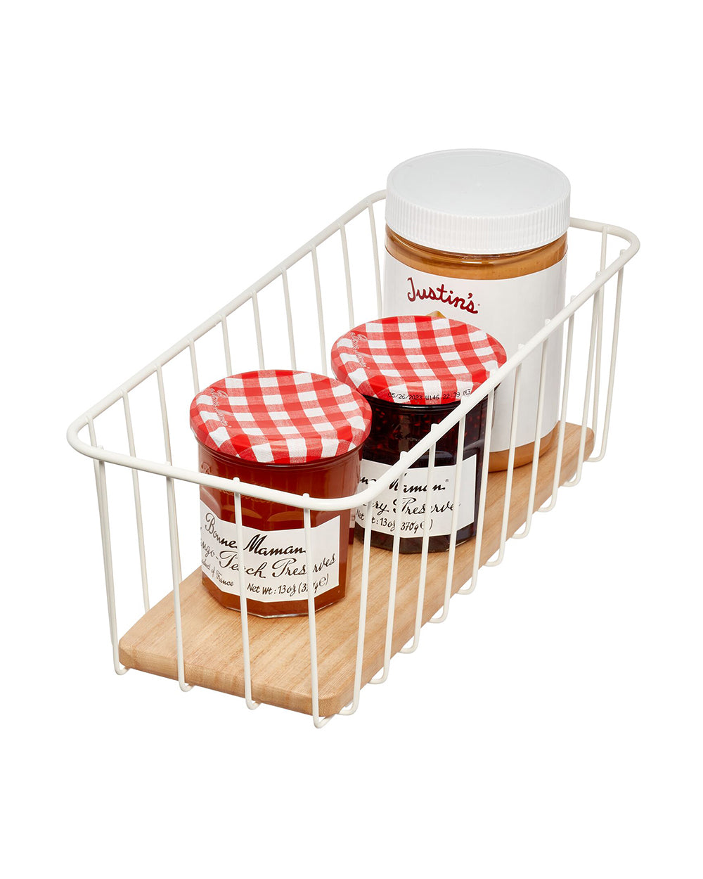 iDesign Wire & Paulownia Wood Pantry Bin 14 x 6 x 5 inch