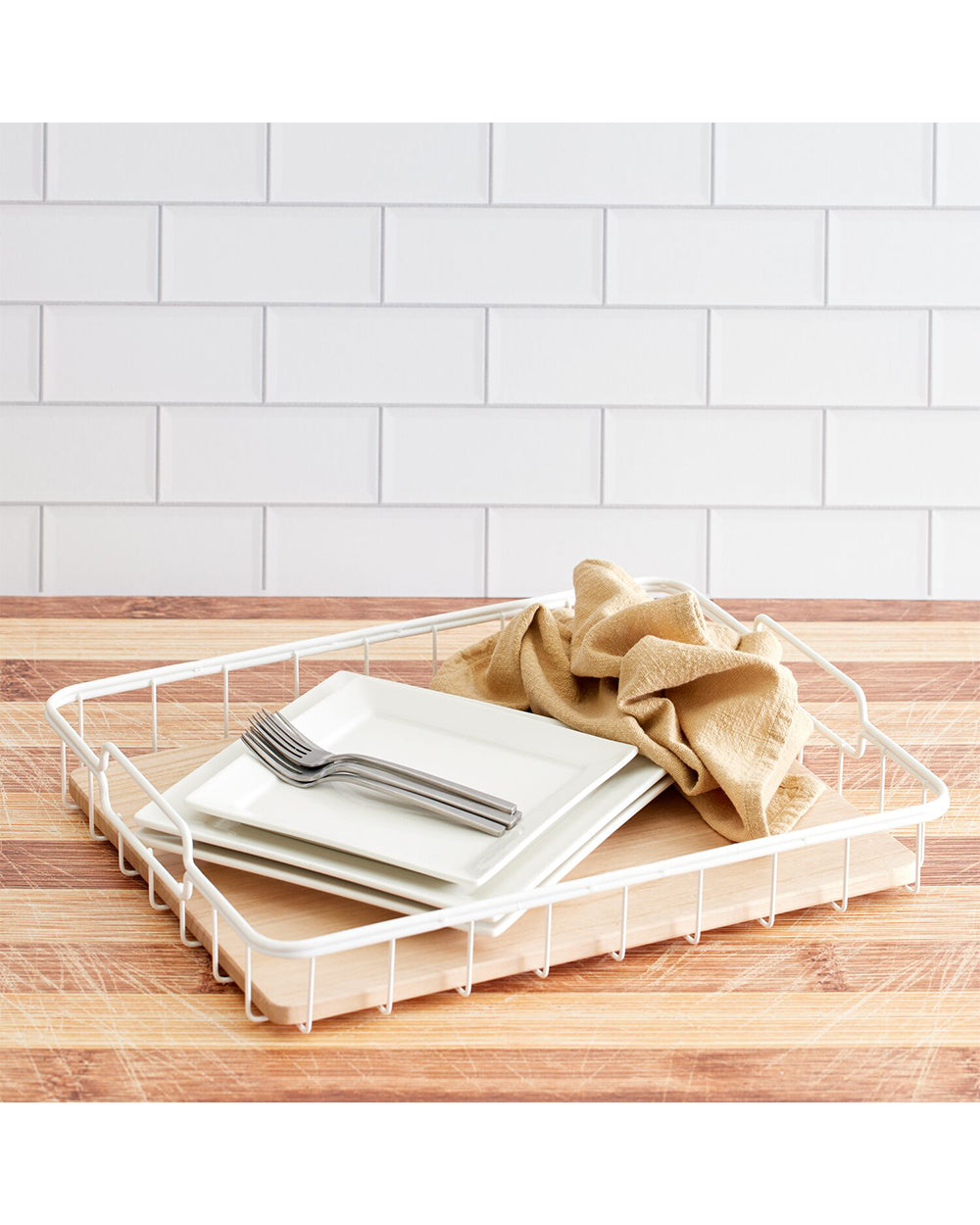 iDesign Wood & Paulownia Wood Serving Tray 14.5 x 17.5 x 3.2 inch