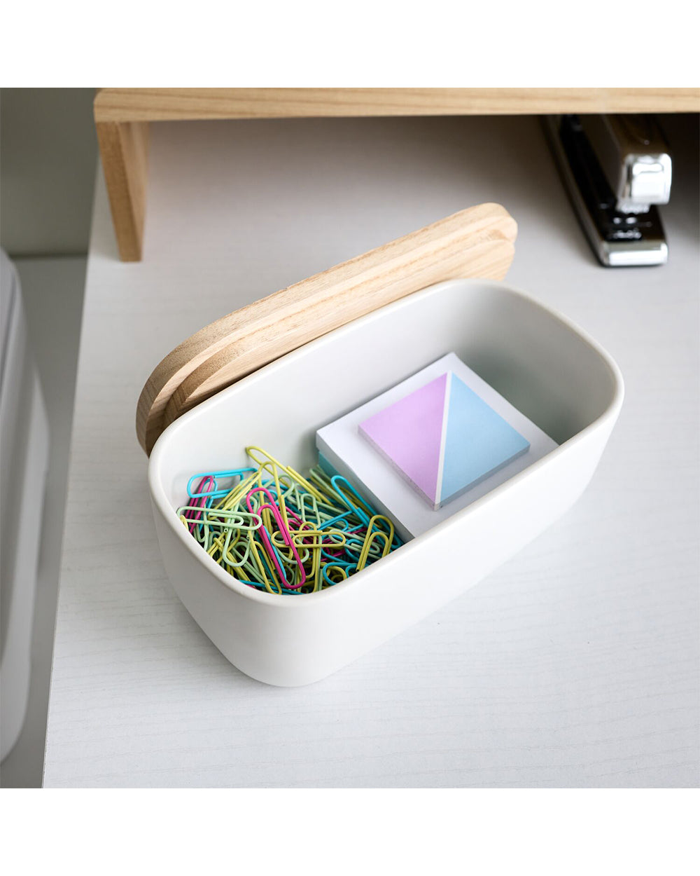 iDesign Eco Office Ceramic Bin with Lid White