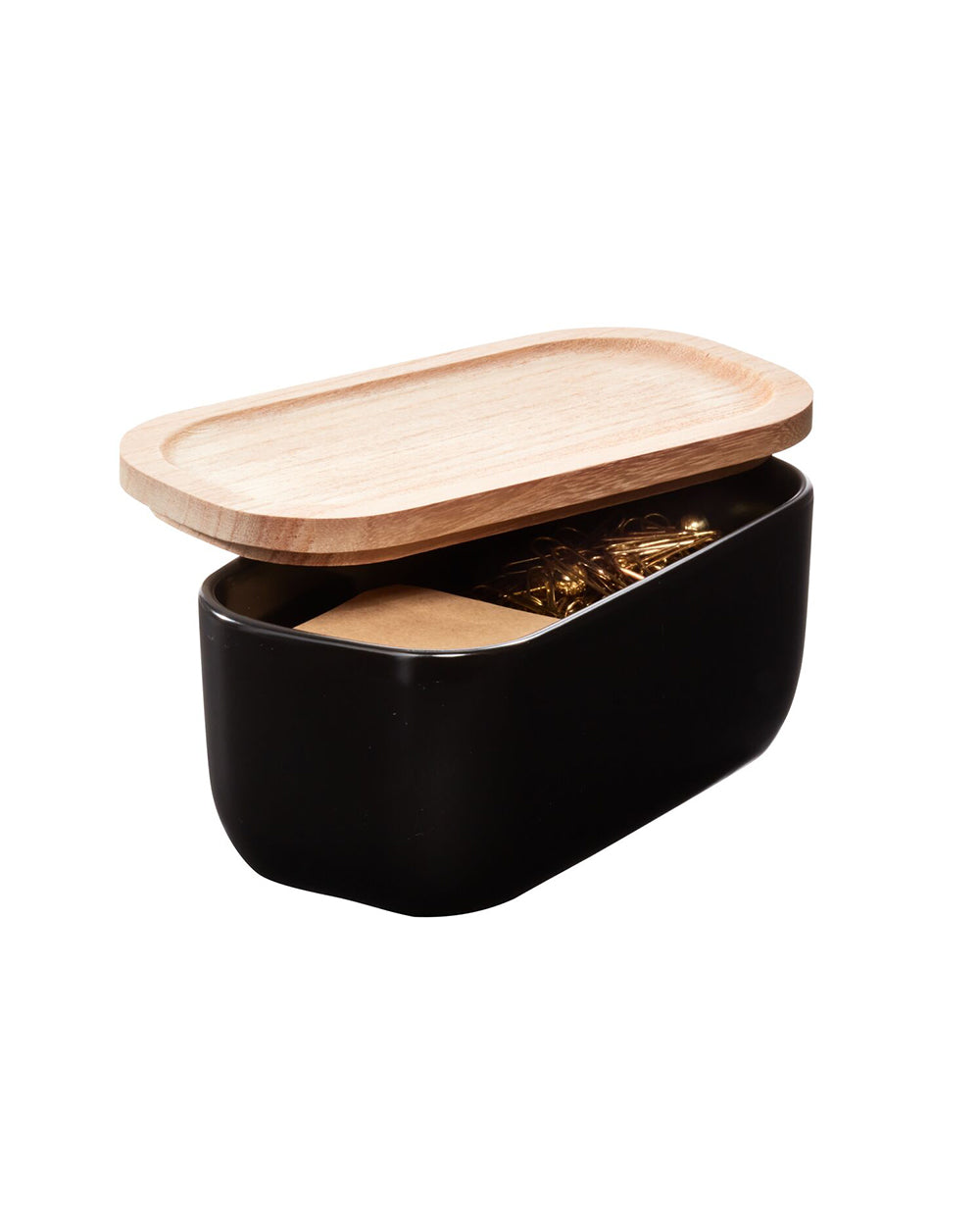 iDesign Eco Office Ceramic Bin with Lid Black