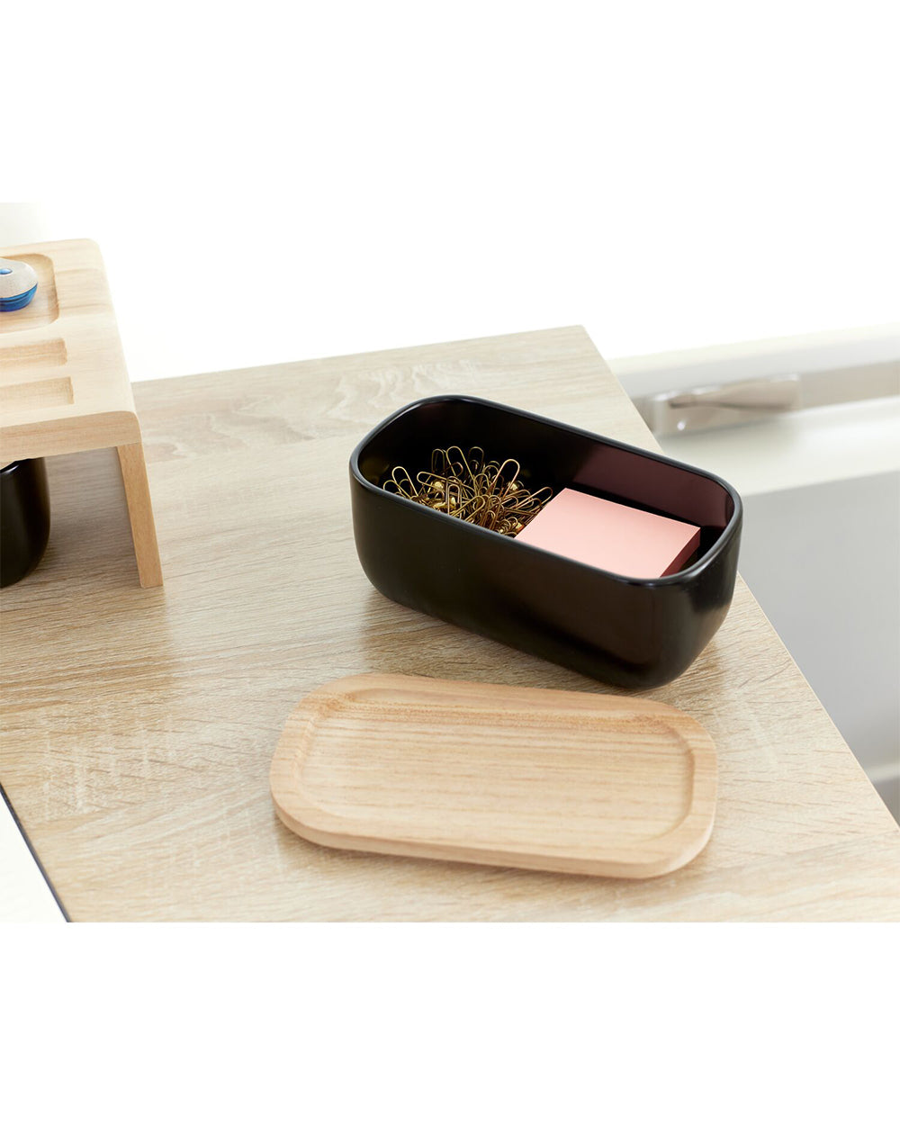 iDesign Eco Office Ceramic Bin with Lid Black