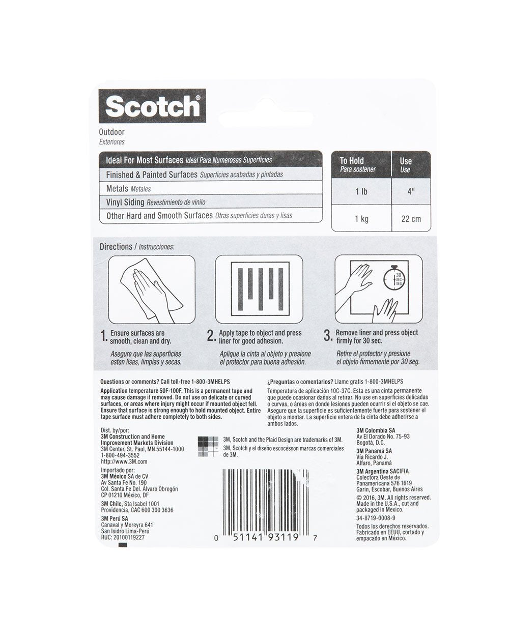 Scotch 411 Medium Outdoor Mounting Tape