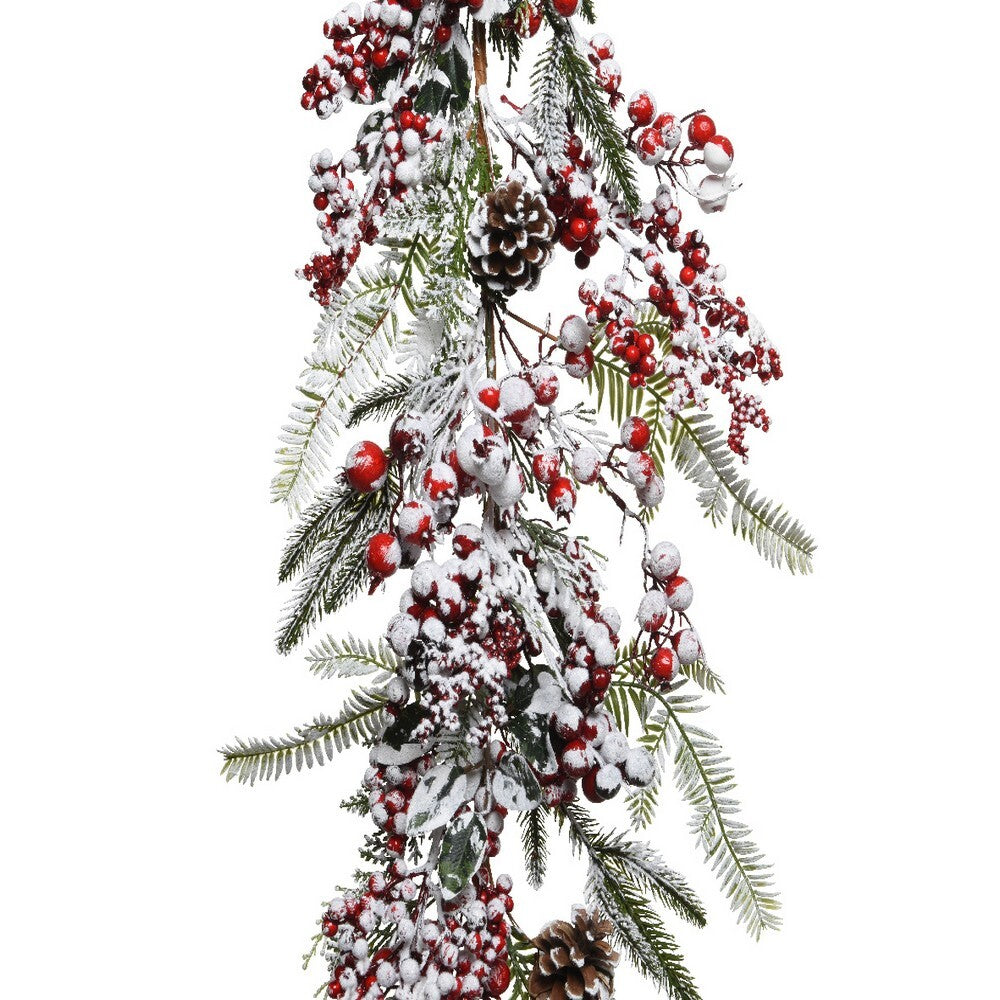 Kaemingk Christmas Garland Presentation Type Frost Red Berries