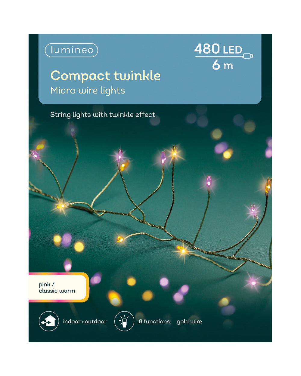Homesmiths Micro Led Compact Lights Pink & Classic Warm 480 Bulbs