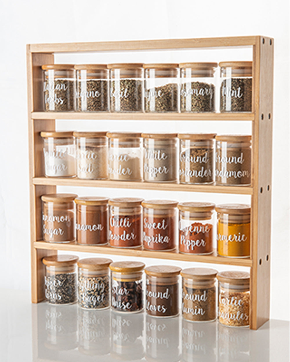 Little Storage Bamboo Standing 4 Tier Shelf for 75ML Jars