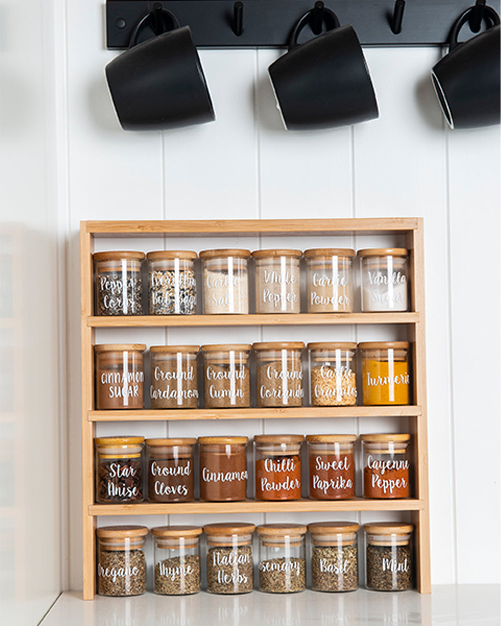 Little Storage Bamboo Standing 4 Tier Shelf for 75ML Jars