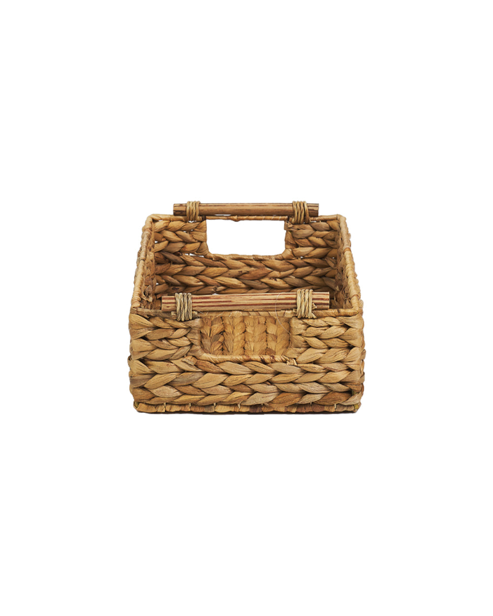 Homesmiths Medium Water Hyacinth Basket With Rattan Handles L32 x W22 x H12 cm