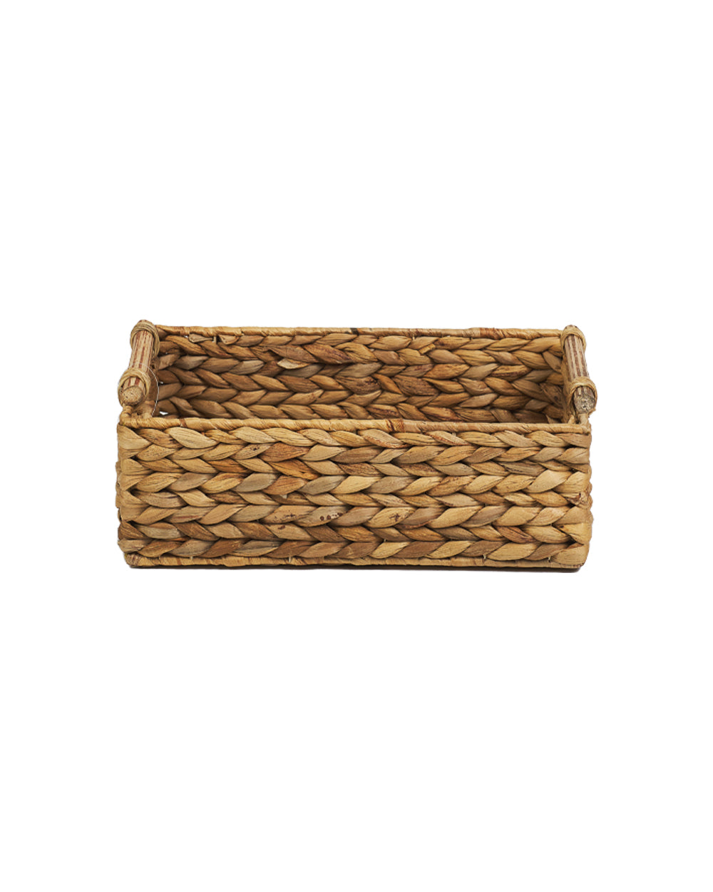 Homesmiths Medium Water Hyacinth Basket With Rattan Handles L32 x W22 x H12 cm
