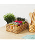 Homesmiths Medium Water Hyacinth Basket With Rattan Handles L32 x W22 x H12 cm