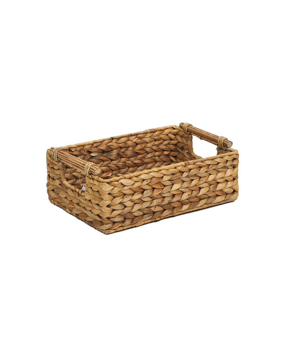 Homesmiths Medium Water Hyacinth Basket With Rattan Handles L32 x W22 x H12 cm