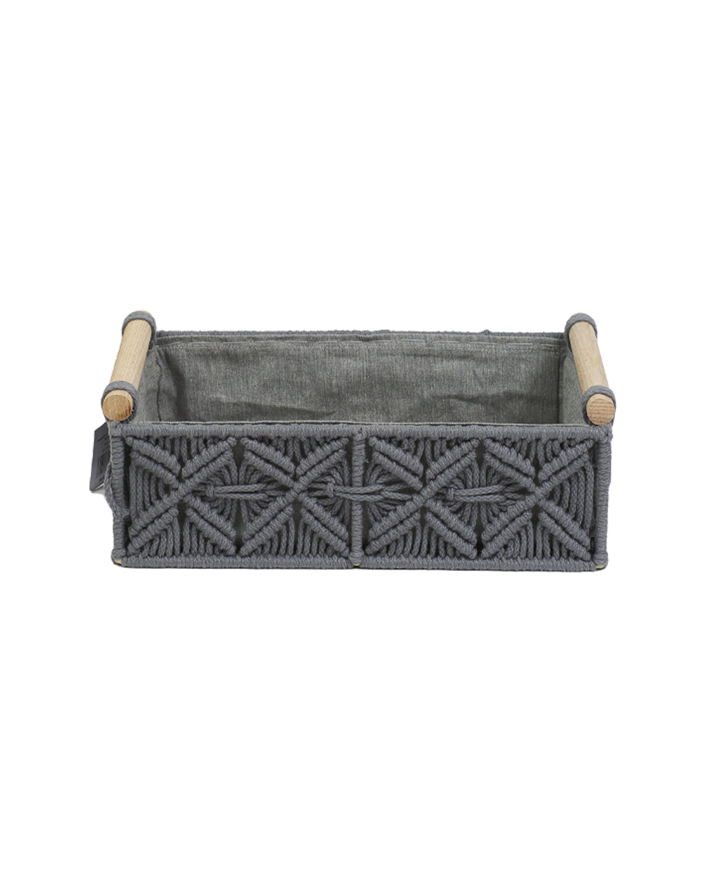 Homesmiths Large Cotton Rope Basket With Handle Grey 34 x 22 x H10 cm