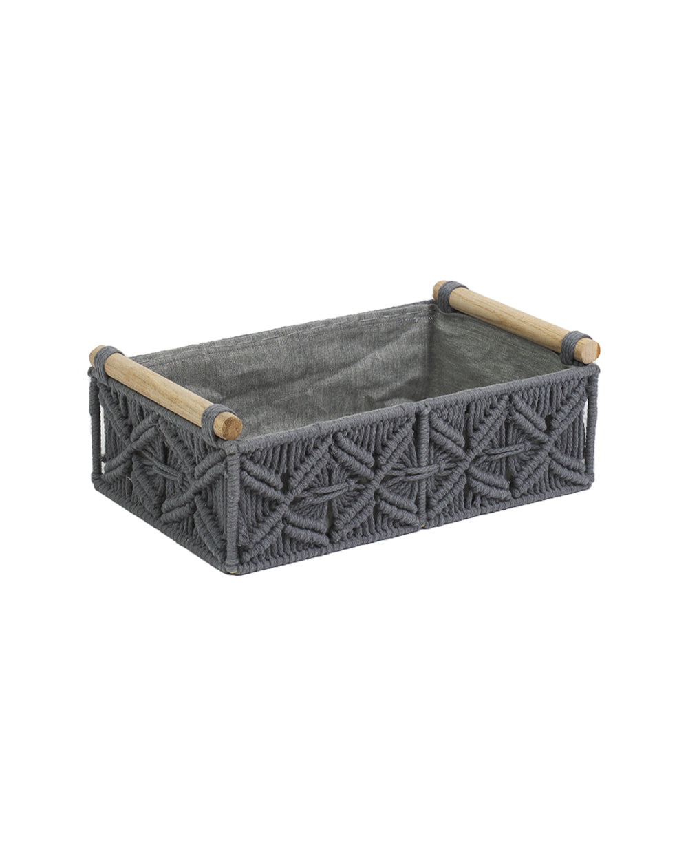 Homesmiths Large Cotton Rope Basket With Handle Grey 34 x 22 x H10 cm