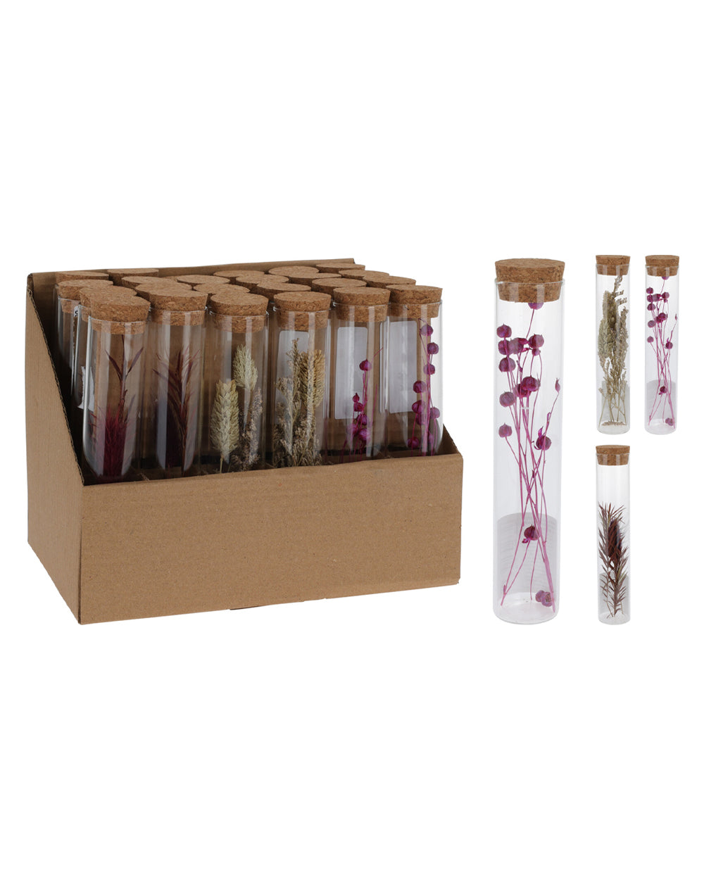 Homesmiths Christmas Glass Tube With Flowers Assorted 1 Piece