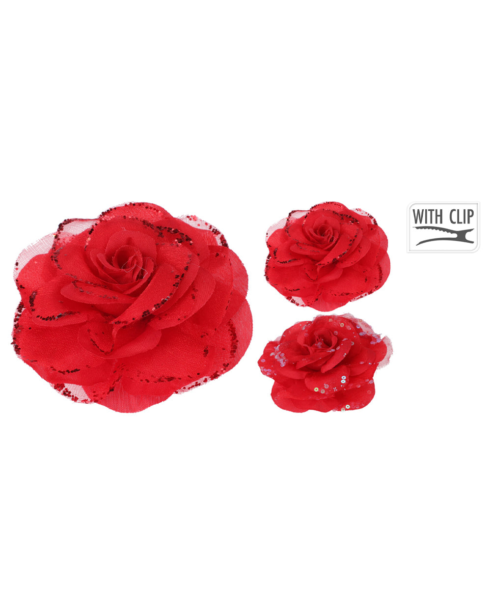 Homesmiths Christmas Rose On Clip 9Cm Set Of 2 Red Assorted 1 Piece