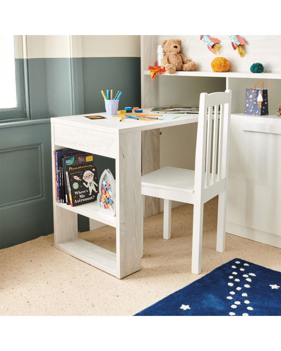 Homesmiths Wooden Nelson Desk Chair, White, H92 x W39 x D40cm