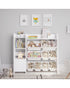 Homesmiths Kids Toy Storage Organizer White with Kids Toy Shelf and 8 White Toy Bins, D112.52 X W30 X H100cm