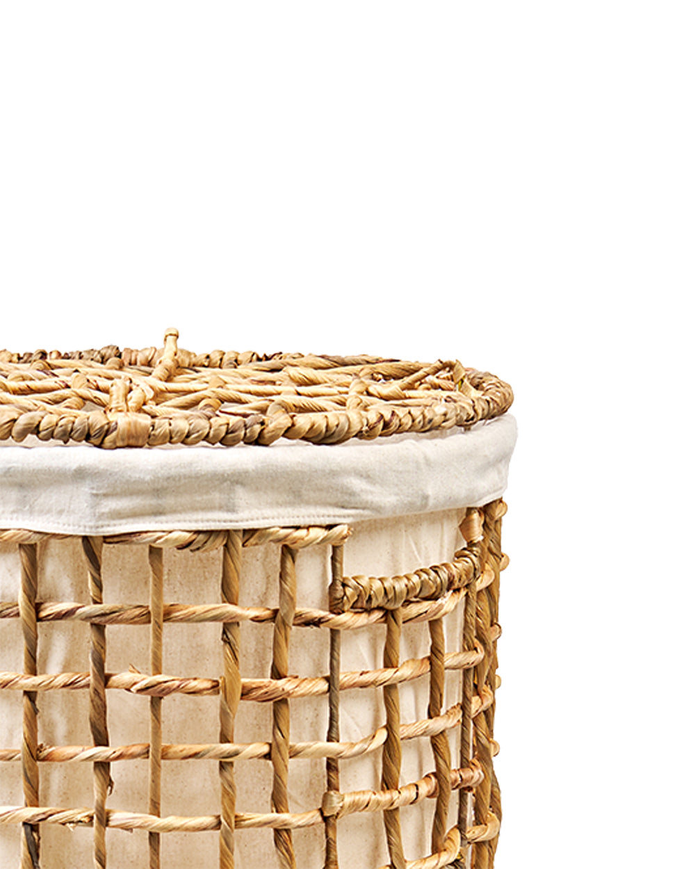 Homesmiths Large Natural Water Hyacinth Laundry Hamper Dia-42 x H50 cm