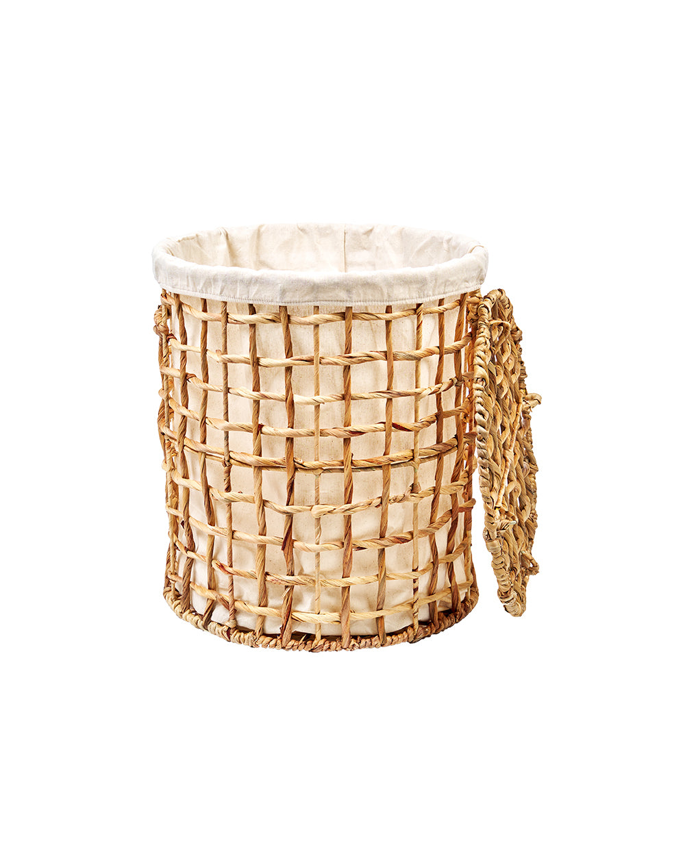 Homesmiths Small Natural Water Hyacinth Laundry Hamper Dia-38 x H47 cm