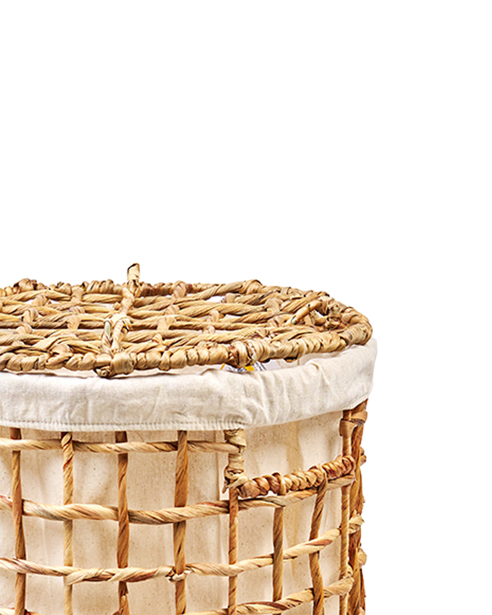 Homesmiths Small Natural Water Hyacinth Laundry Hamper Dia-38 x H47 cm