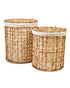 Homesmiths Small Natural Water Hyacinth Laundry Hamper Dia-38 x H47 cm