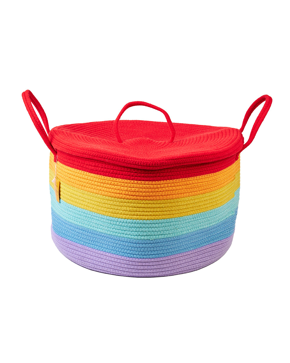Homesmiths Rainbow Cotton Rope Basket With Lid Dia50 x H35cm By Homesmiths