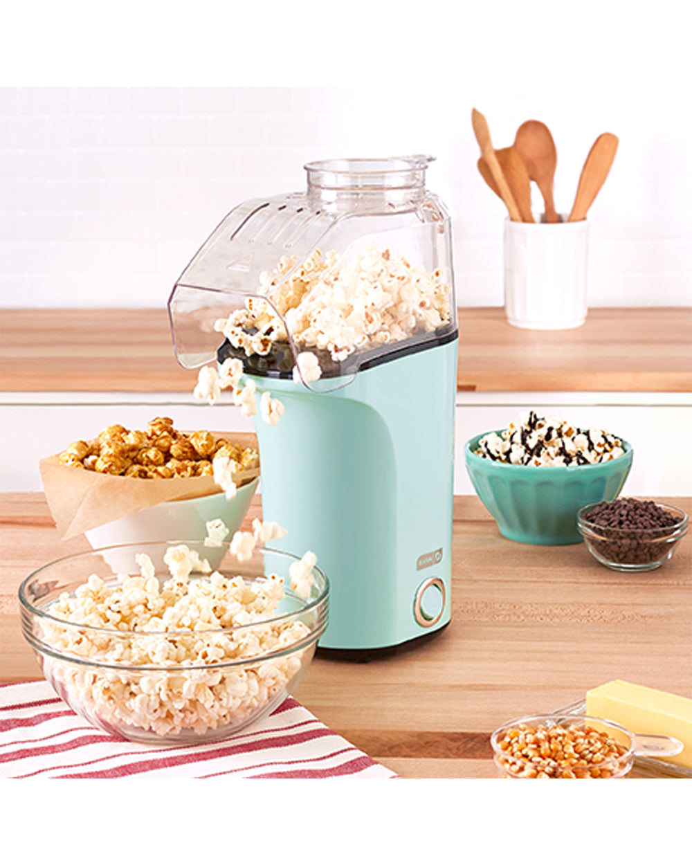 Dash Hot Air Popcorn Popper Maker with Measuring Cup Aqua