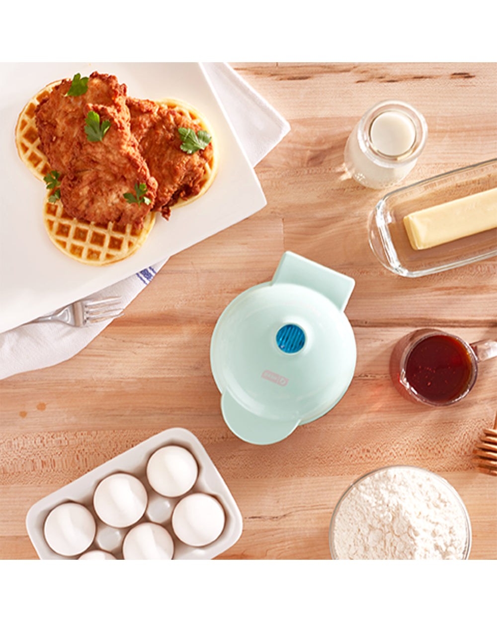 Dash Mini Waffle Maker Machine for Individuals Aqua