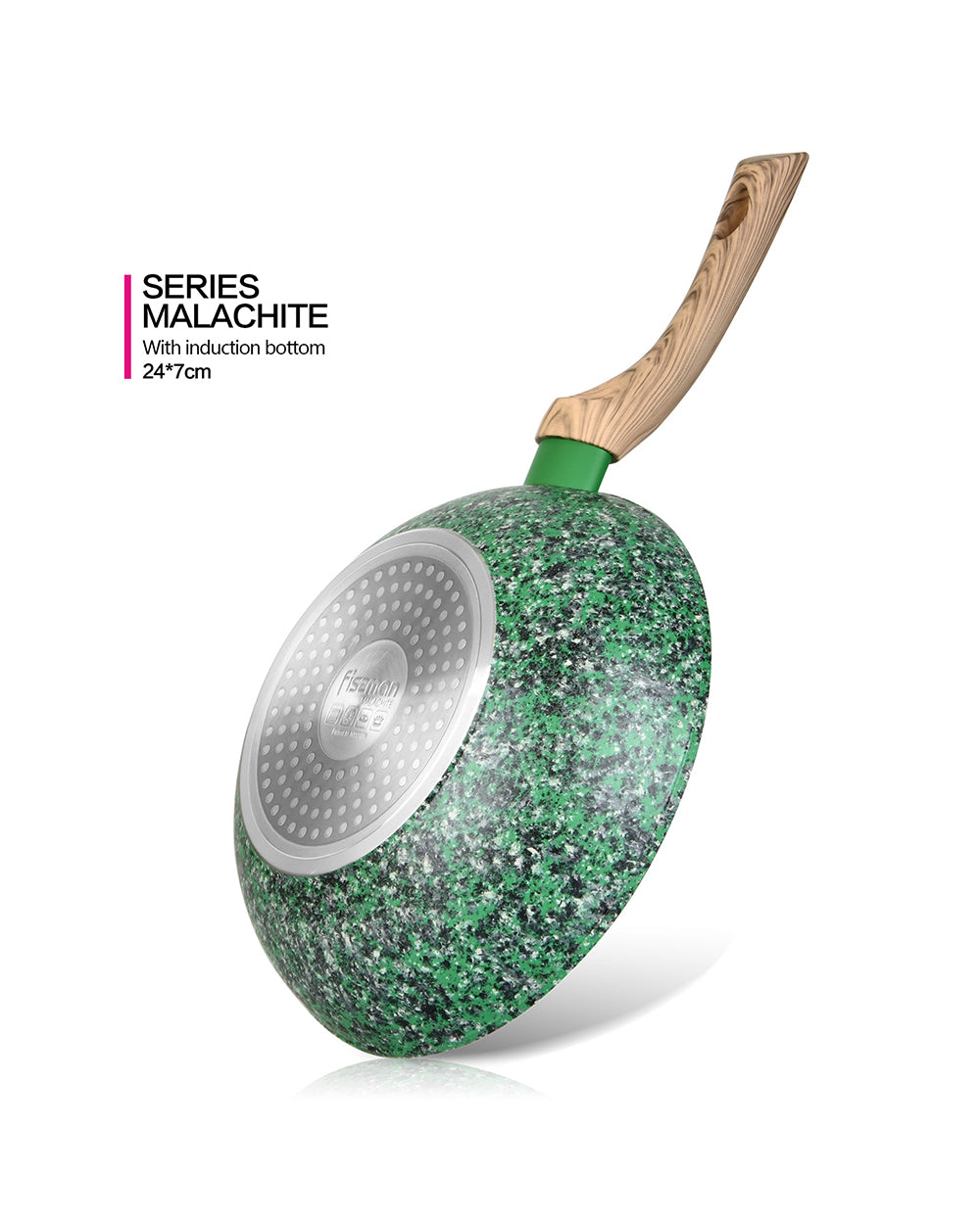 Fissman Aluminum Non-Stick  Wok Pan Malachite Series with Induction Bottom Green 24 x 7 cm