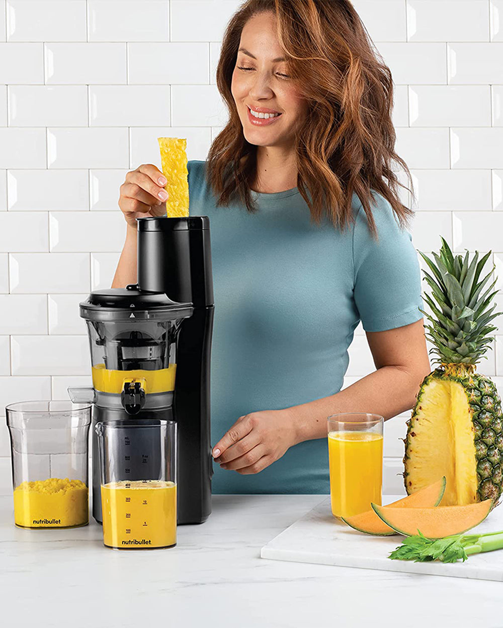 Nutribullet Slow Juicer & Cold Press Juicer with Brush, 150 Watts Charcoal Black