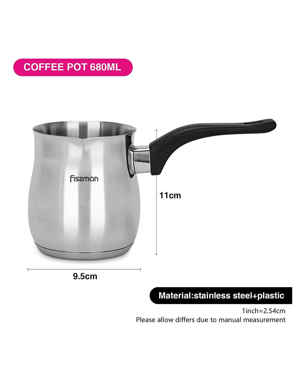 Fissman Stainless Steel Coffee Pot 680ML with Induction Bottom