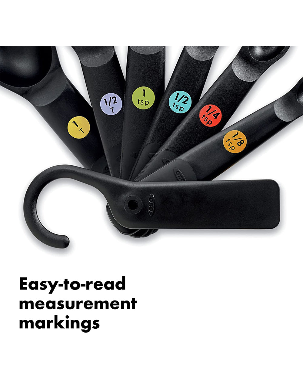 OXO Good Grip 7 Pieces Plastic Measuring Spoons Snaps Black