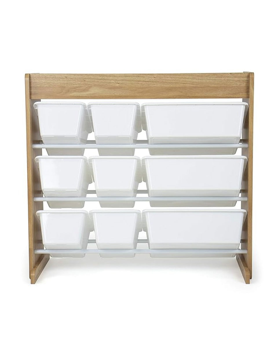 Homesmiths Natural Wood/White Toy Organizer with Shelf and 9 Storage Bins, D39.37cm x W86.36cm x H78.74cm