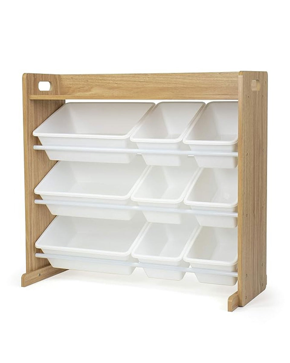 Homesmiths Natural Wood/White Toy Organizer with Shelf and 9 Storage Bins, D39.37cm x W86.36cm x H78.74cm