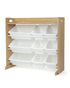 Homesmiths Natural Wood/White Toy Organizer with Shelf and 9 Storage Bins, D39.37cm x W86.36cm x H78.74cm