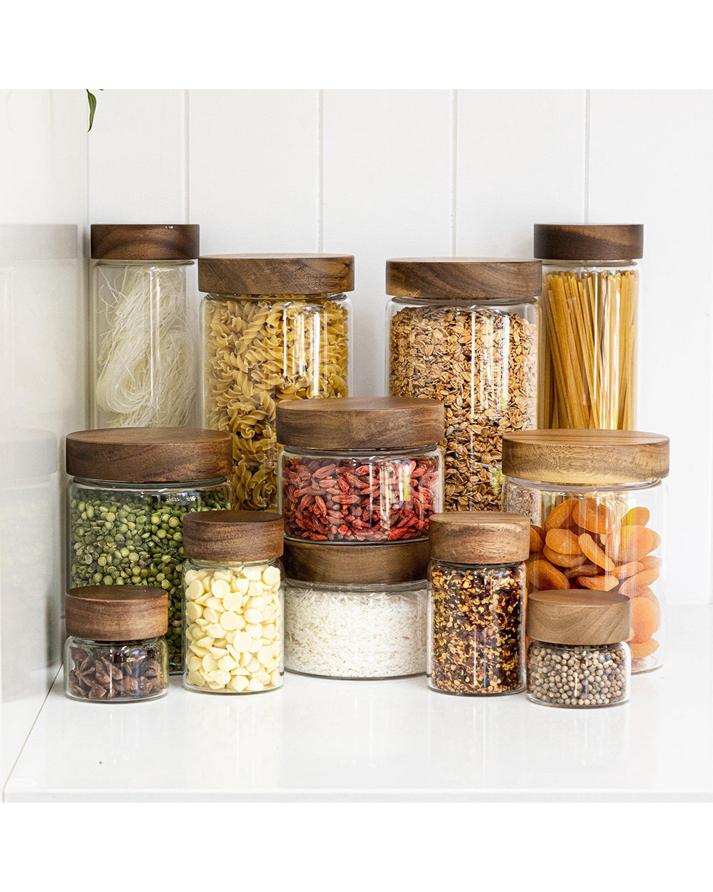 Little Storage Co 500ML Acacia Wood Glass Jar