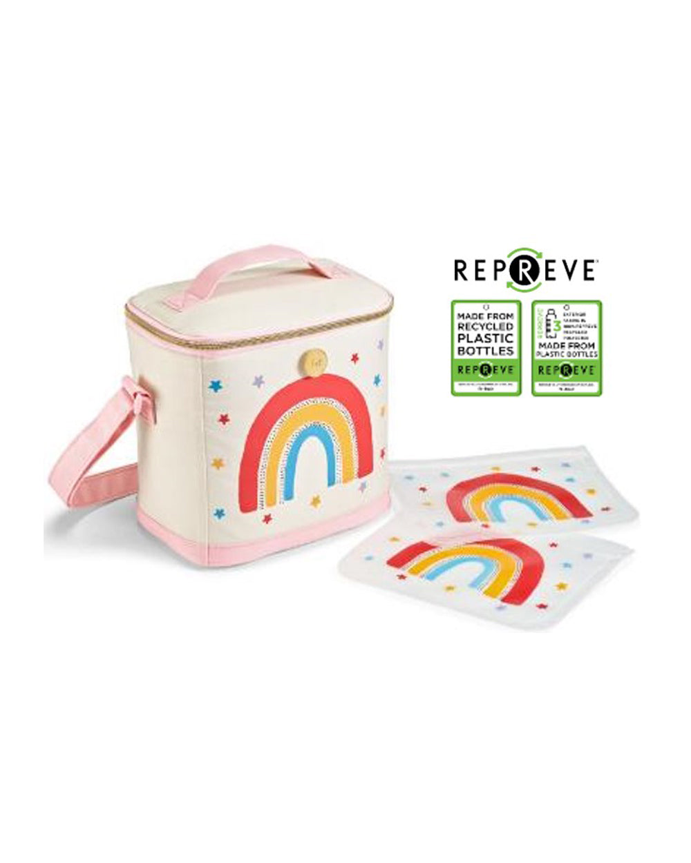 Fit & Fresh Eco Rylan Bag Inculdes PEVA Sandwich Bag White Rainbow