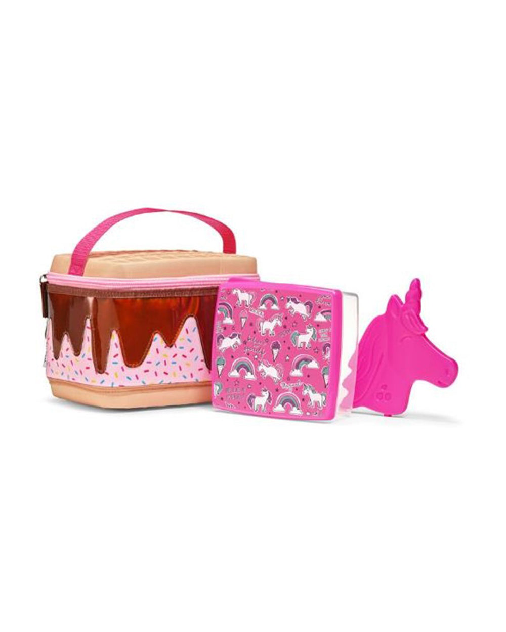 Fit & Fresh A la Mode Waffle Bag Kit Includes Designer Sandwich Container & Unicorn Ice Pink