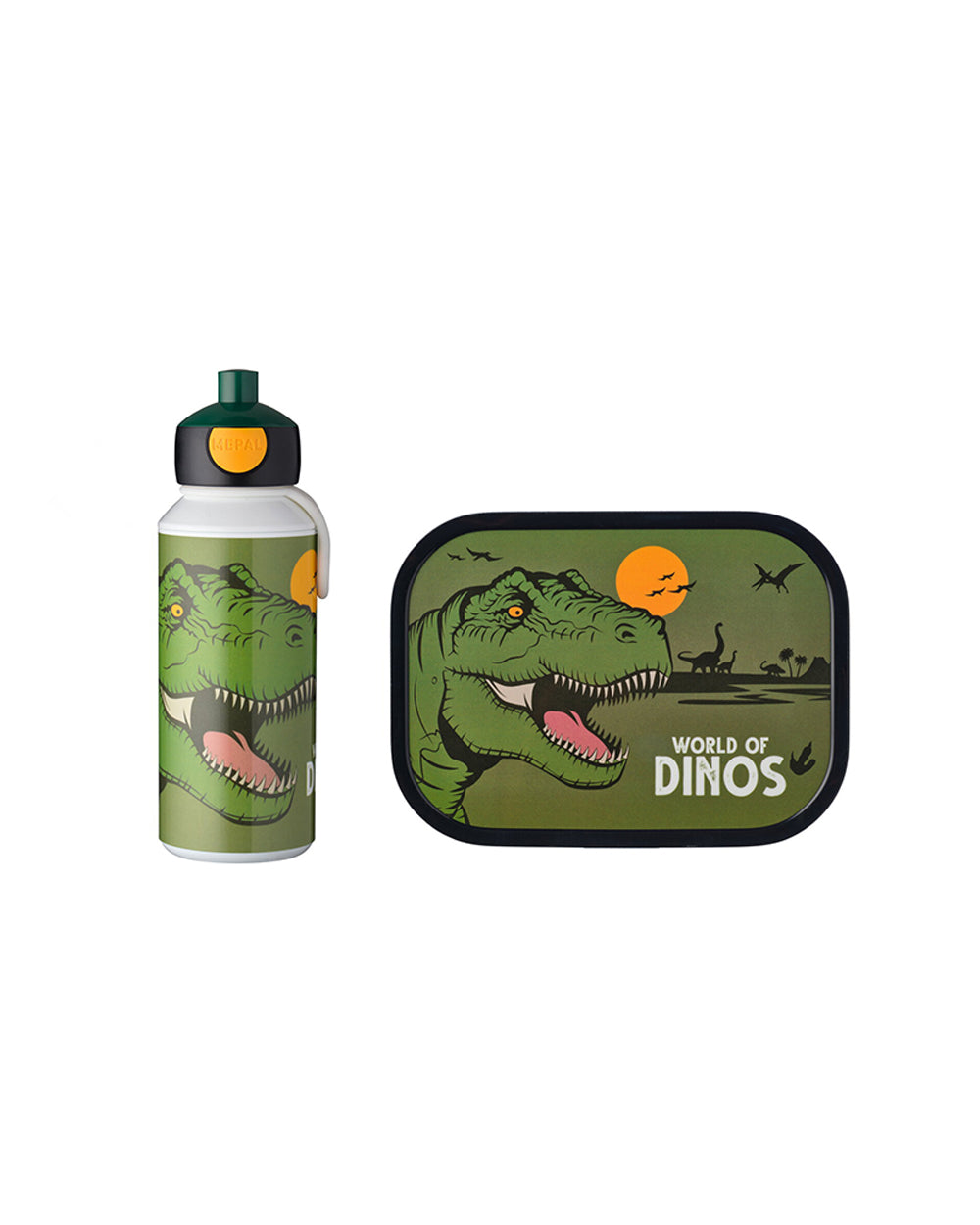 Mepal Campus Lunch Set Pop Up Water Bottle + Lunch Box Dino By Homesmiths
