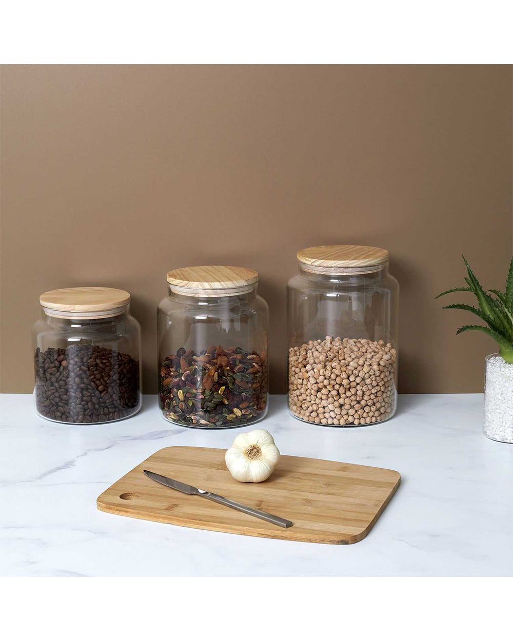 Cook Concept 2.9 Liter Storage Container Glass with Wooden Lid