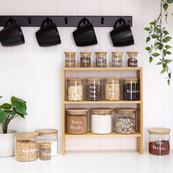 Honeybee 200ML Round Glass with Bamboo Cover