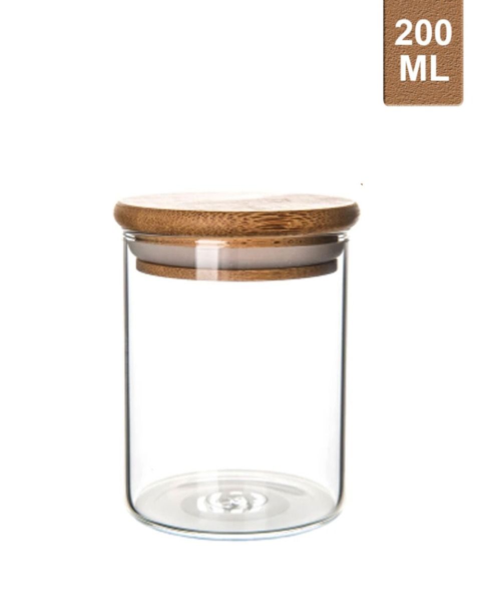 Honeybee 200ML Round Glass with Bamboo Cover