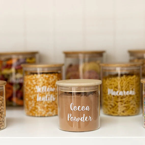 Honeybee 500ML Round Glass with Bamboo Cover