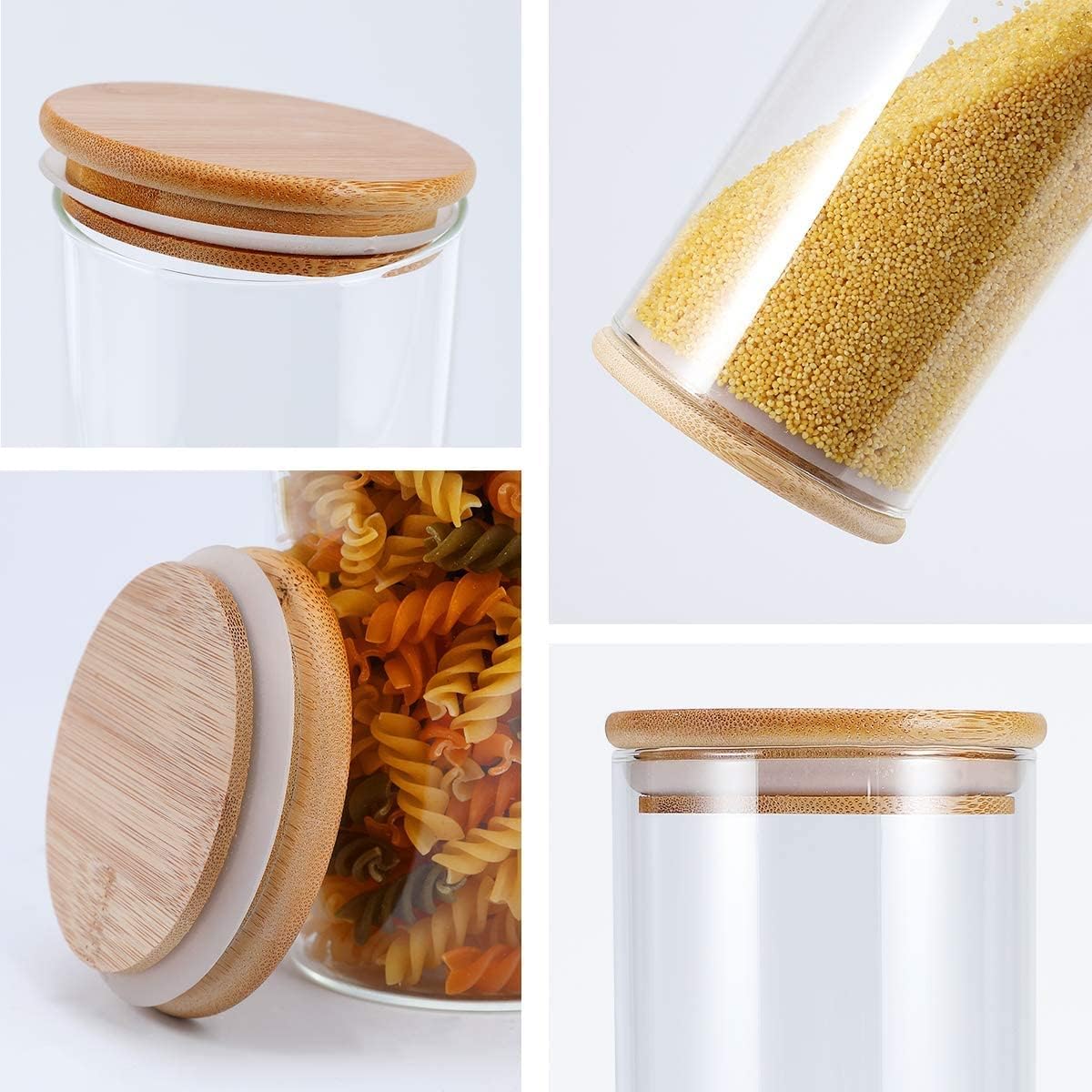 Honeybee 1.25 Liter Tall Round Glass with Bamboo Cover