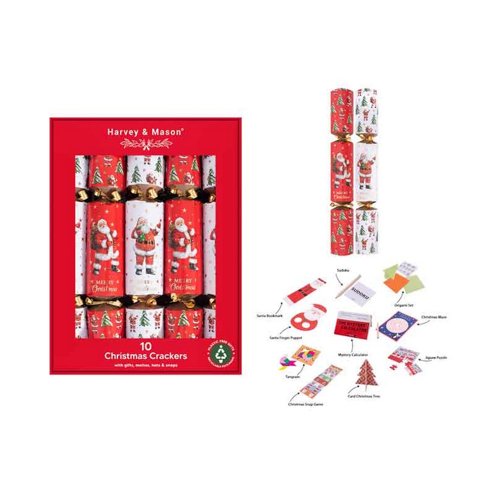 RSW 10 Luxury Santa 14 Inch Christmas Crackers – Premium Holiday Party Favors and Seasonal Decor for Kids and Family, Perfect for Festive Celebrations and Gifts