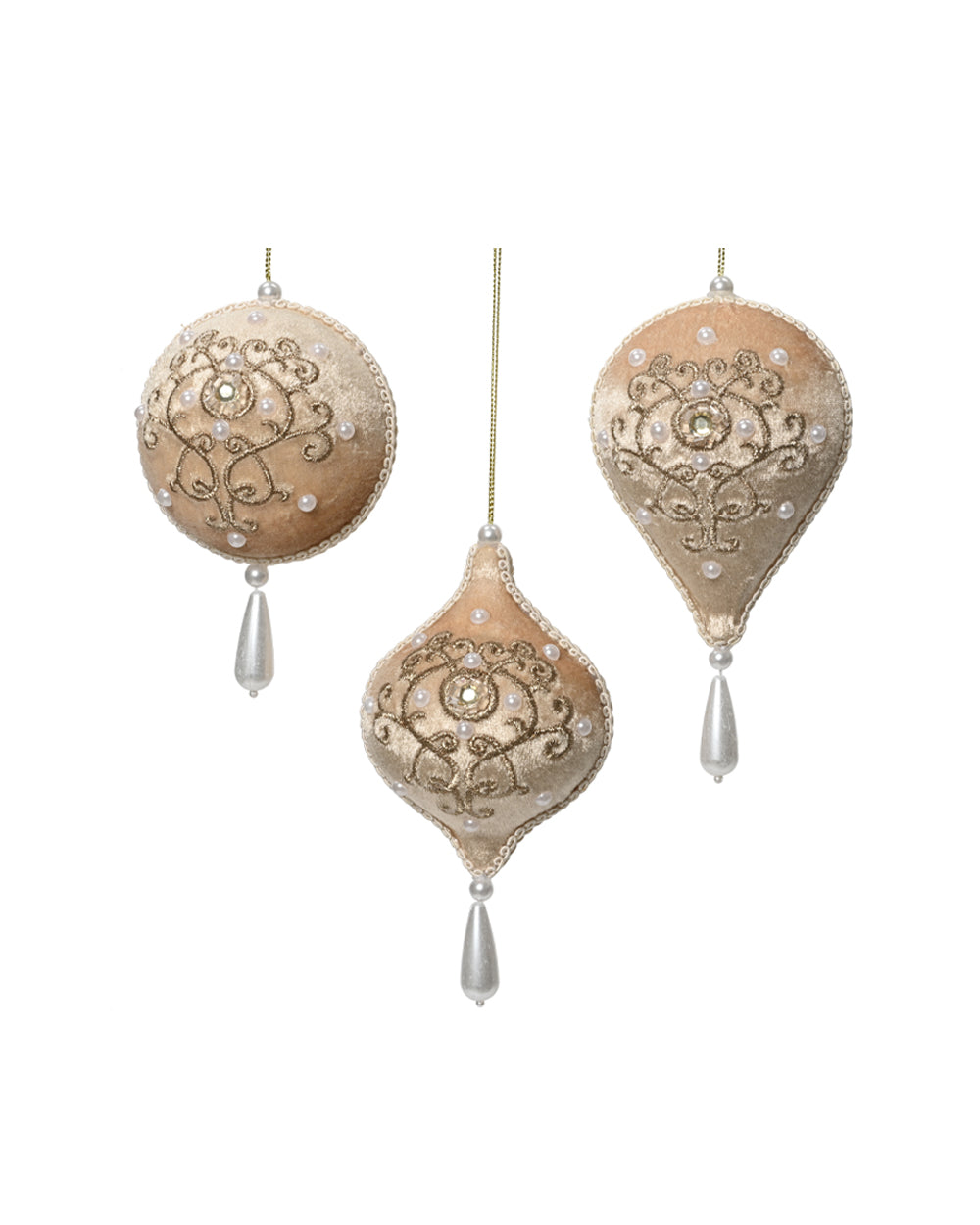 Homesmiths Decoris Ornament Plastic Velvet Finish With Gold Decoration, Beads & Gems Assorted 1 Piece